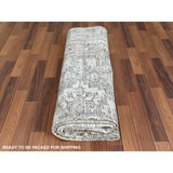Shahbanu Rugs Gray Semi Antique Persian Heriz Tribal Design Clean Natural Wool Colors Hand Knotted Oriental Rug (7'9" x 11'1")