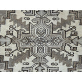 Shahbanu Rugs Gray Semi Antique Persian Heriz Tribal Design Clean Natural Wool Colors Hand Knotted Oriental Rug (7'9" x 11'1")