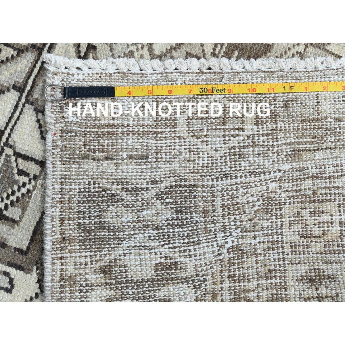 Shahbanu Rugs Gray Semi Antique Persian Heriz Tribal Design Clean Natural Wool Colors Hand Knotted Oriental Rug (7'9" x 11'1")
