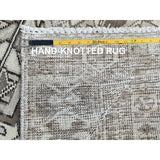 Shahbanu Rugs Gray Semi Antique Persian Heriz Tribal Design Clean Natural Wool Colors Hand Knotted Oriental Rug (7'9" x 11'1")