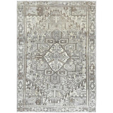 Shahbanu Rugs Gray Semi Antique Persian Heriz Tribal Design Clean Natural Wool Colors Hand Knotted Oriental Rug (7'9" x 11'1")