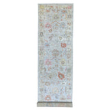 Shahbanu Rugs Gray Sun-Dried Wool Hand Knotted With Soft Colors Oushak Oriental Wide Gallery Size Runner Rug (4'0" x 19'5")