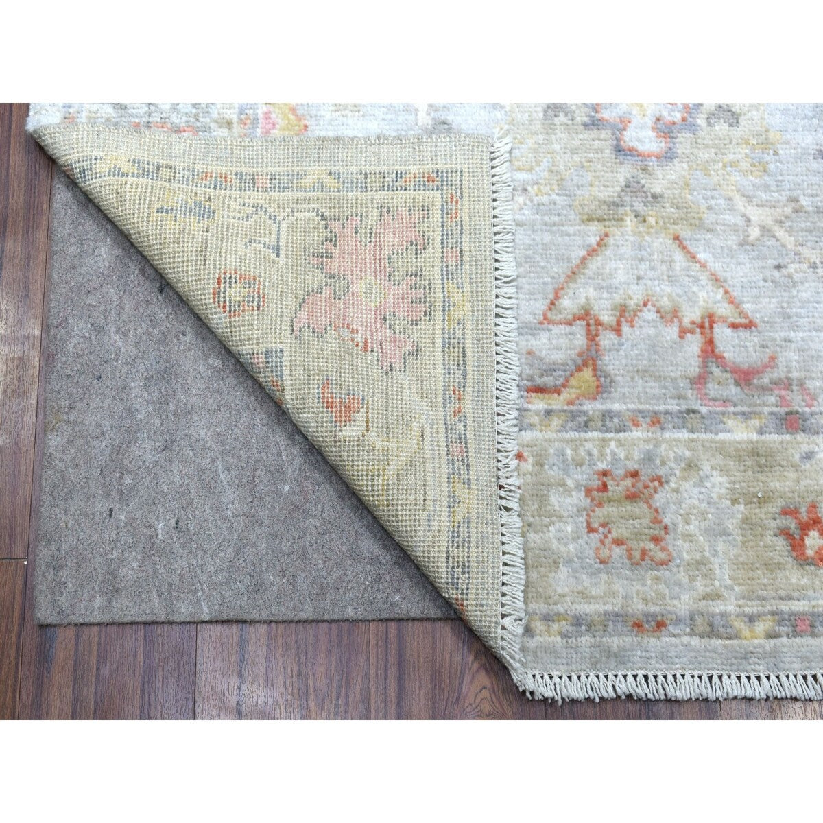 Shahbanu Rugs Gray Sun-Dried Wool Hand Knotted With Soft Colors Oushak Oriental Wide Gallery Size Runner Rug (4'0" x 19'5")