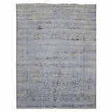 Shahbanu Rugs Gray Transitional Broken Persian All Over Design Vines and Scrolls Wool and Silk Hand Knotted Rug (9'x11'10")
