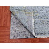Shahbanu Rugs Gray Transitional Broken Persian All Over Design Vines and Scrolls Wool and Silk Hand Knotted Rug (9'x11'10")