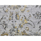 Shahbanu Rugs Gray Transitional Broken Persian All Over Design Vines and Scrolls Wool and Silk Hand Knotted Rug (9'x11'10")