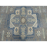 Shahbanu Rugs Gray Vintage Look Kazak Geometric Design Pure Wool Hand Knotted Oriental Rug (10'0" x 14'1") - 10'0" x 14'1"