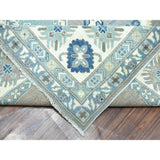 Shahbanu Rugs Gray Vintage Look Kazak Geometric Design Pure Wool Hand Knotted Oriental Rug (10'0" x 14'1") - 10'0" x 14'1"