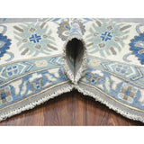 Shahbanu Rugs Gray Vintage Look Kazak Geometric Design Pure Wool Hand Knotted Oriental Rug (10'0" x 14'1") - 10'0" x 14'1"