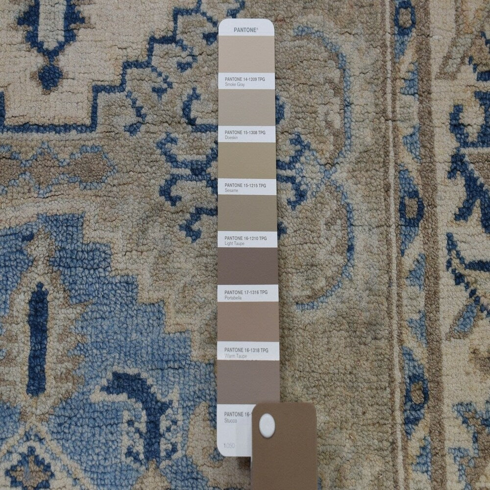 Shahbanu Rugs Gray Vintage Look Kazak Pure Wool Hand-Knotted Oriental Runner Rug (2'7" x 7'11") - 2'7" x 7'11"