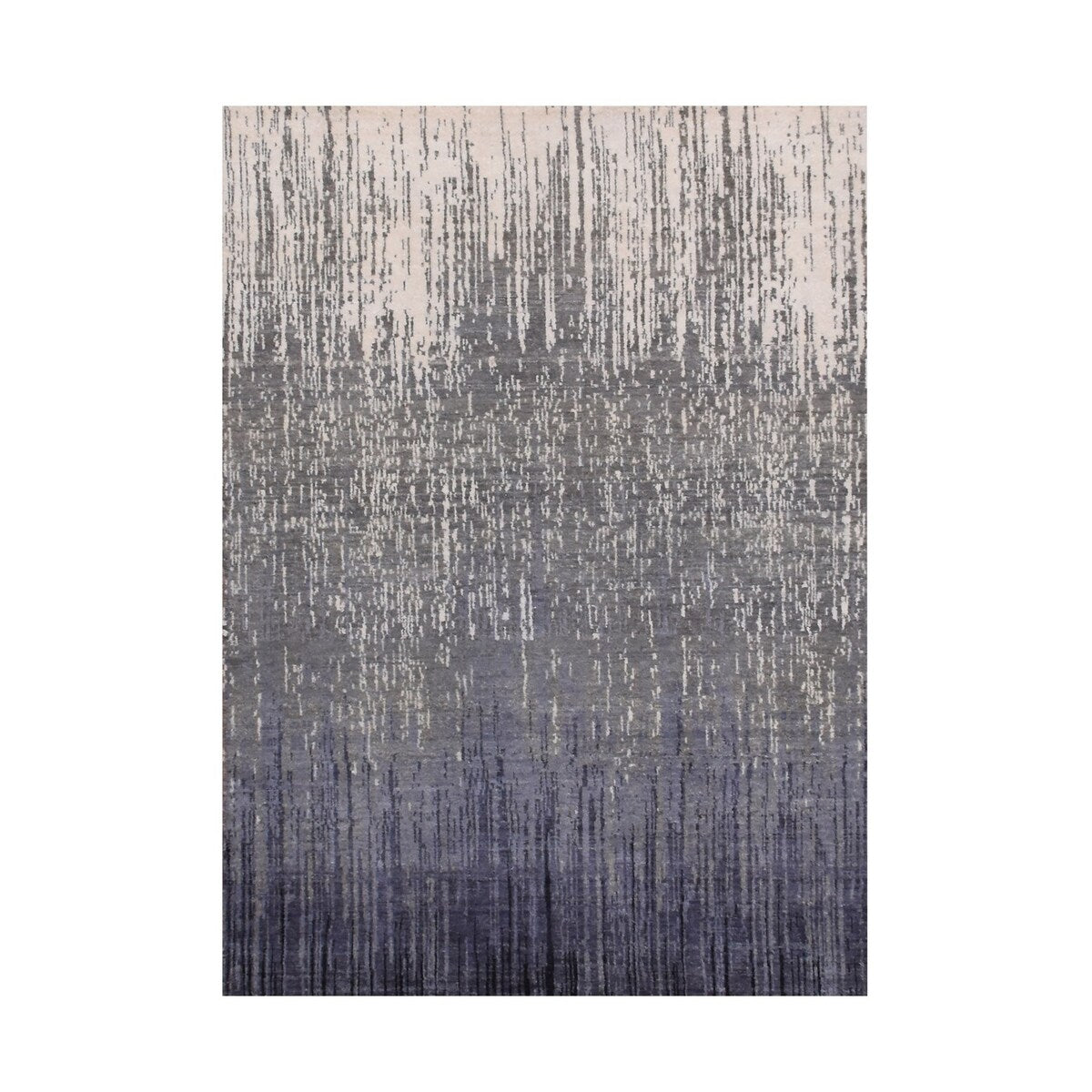 Shahbanu Rugs Gray and Blue, Modern Ombre Design Densely Woven, Pure W