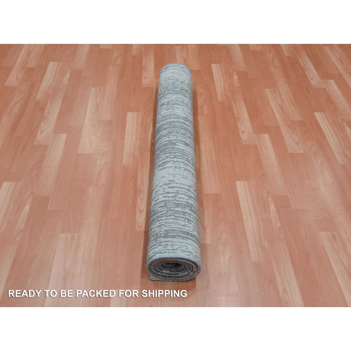 Shahbanu Rugs Gray and Blue, Modern Ombre Design Densely Woven, Pure Wool Hand Knotted, Oriental Rug (4'0" x 6'0") - 4'0" x 6'0"