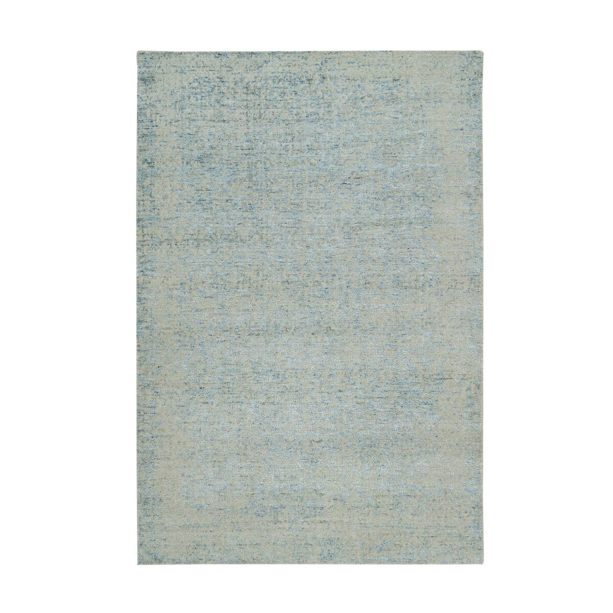 Shahbanu Rugs Gray with Touches of Blue Modern Jacquard Hand Loomed Soft Wool and Plant Based Silk Oriental Rug (6'0" x 9'0")