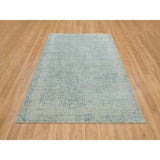Shahbanu Rugs Gray with Touches of Blue Modern Jacquard Hand Loomed Soft Wool and Plant Based Silk Oriental Rug (6'0" x 9'0")