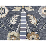Shahbanu Rugs Gray, 100% Wool, Flower Blossom Design, Hand Knotted, Sample Fragment, Squarish Oriental Rug (2'0" x 2'4")