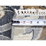 Shahbanu Rugs Gray, 100% Wool, Flower Blossom Design, Hand Knotted, Sample Fragment, Squarish Oriental Rug (2'0" x 2'4")