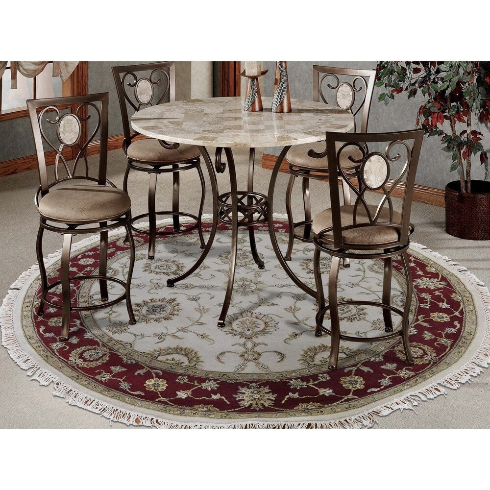 Shahbanu Rugs Half Wool and Half Silk Round Rajasthan Hand-Knotted Oriental Rug (6'0" x 6'0") - 6'0" x 6'0"