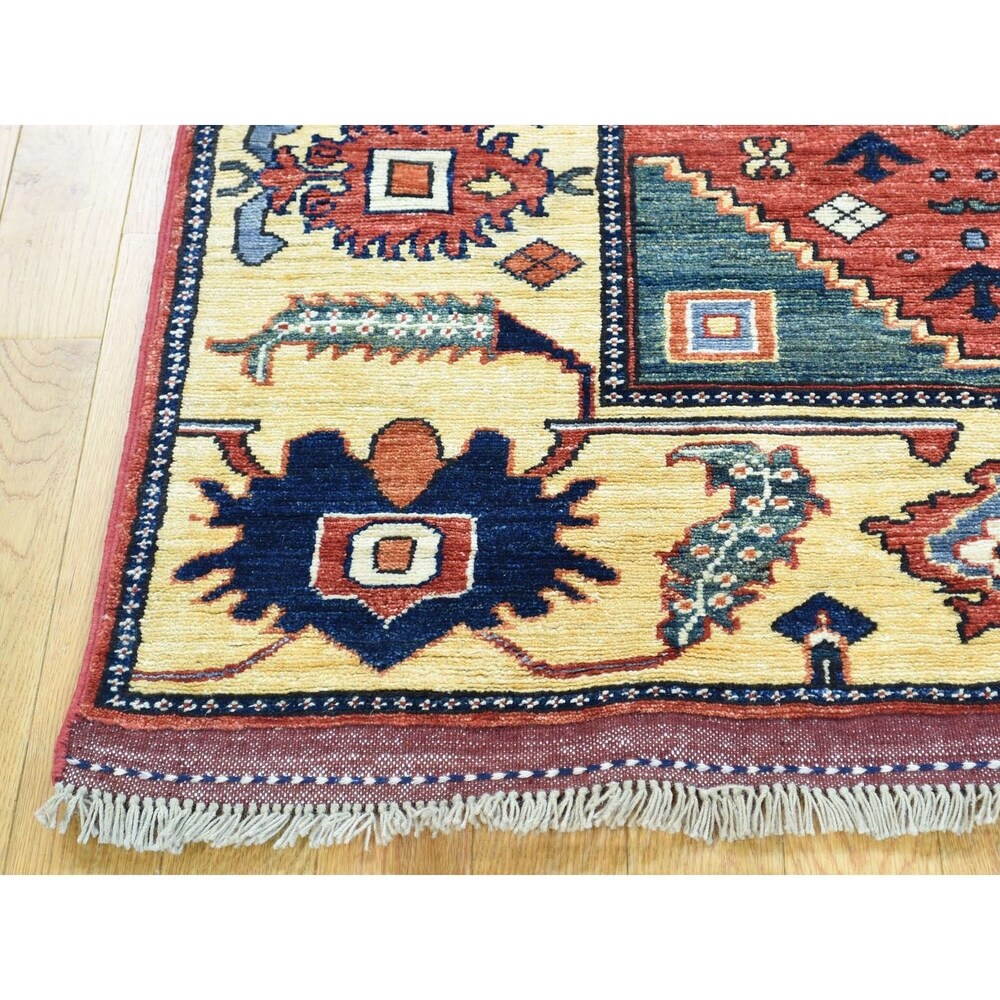 Shahbanu Rugs Hand Knotted Afghan Ersari Pure Wool Oriental Rug (3'5" x 5'0") - 3'5" x 5'0"