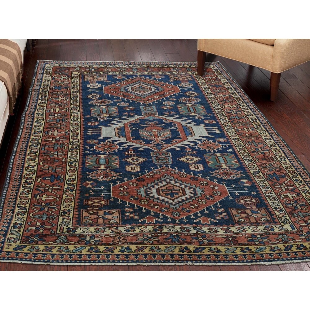 Shahbanu Rugs Hand-Knotted Antique Persian Karajeh Pure Wool Oriental Rug - 4'8" x 6'1"