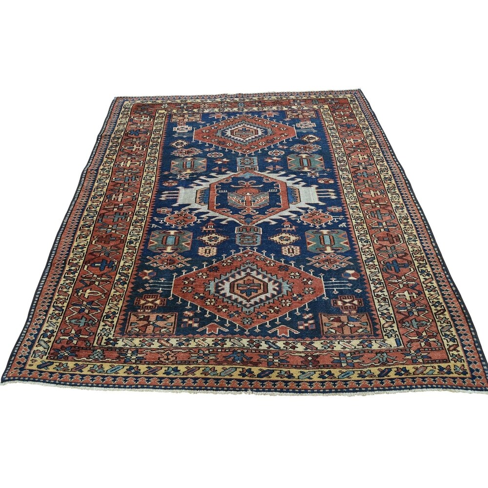 Shahbanu Rugs Hand-Knotted Antique Persian Karajeh Pure Wool Oriental Rug - 4'8" x 6'1"