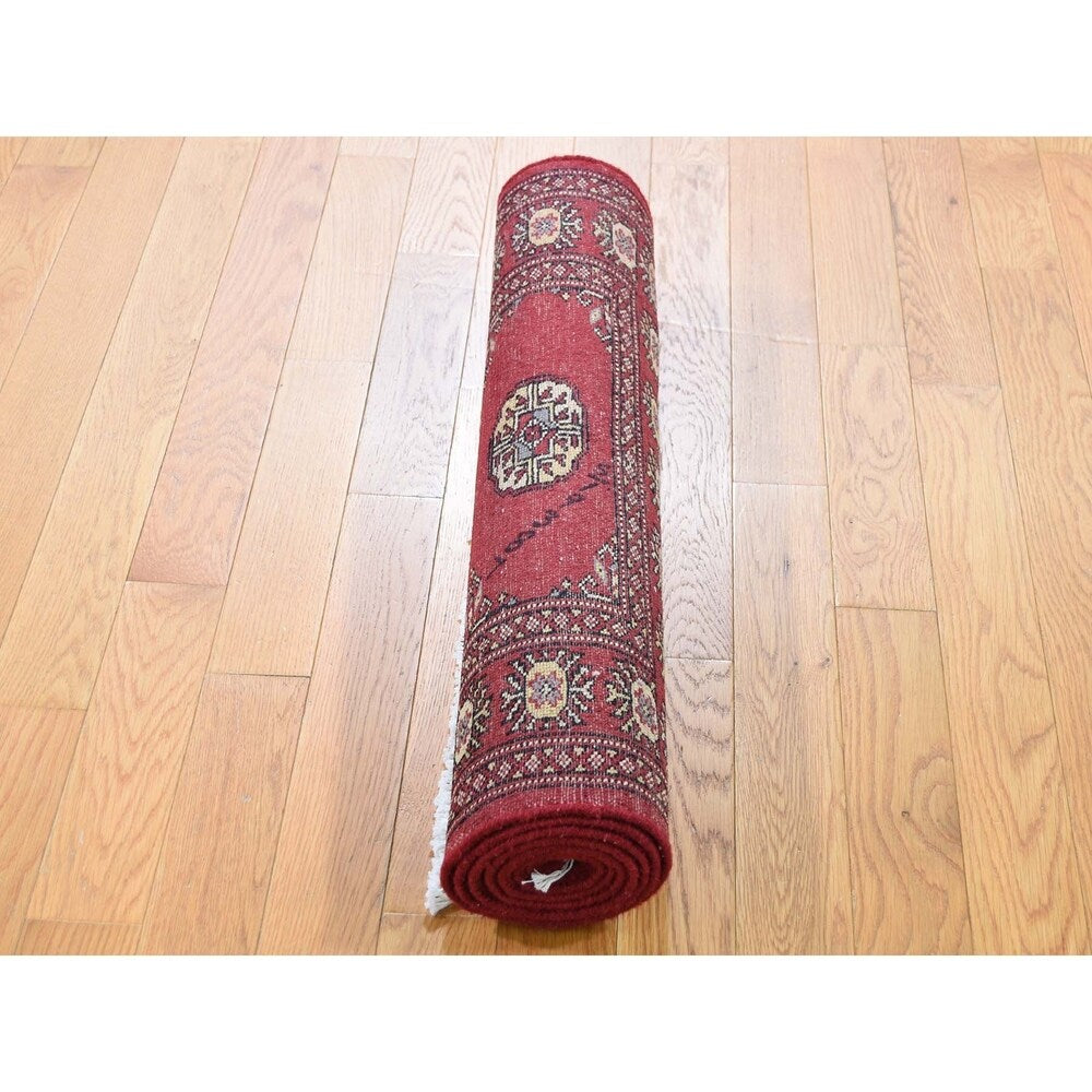 Shahbanu Rugs Hand-Knotted Elephant Feet Design Pure Wool Bokara Runner Rug (2'8" x 6'8") - 2'8" x 6'8"