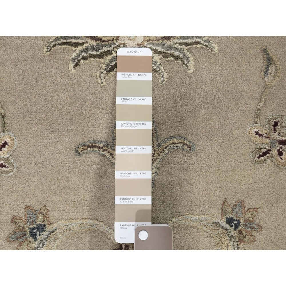 Shahbanu Rugs Hand-Knotted Half Wool and Half Silk Burgundy Rajasthan Round Rug (10'2" x 10'2") - 10'2" x 10'2"