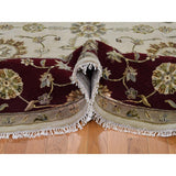 Shahbanu Rugs Hand-Knotted Half Wool and Half Silk Burgundy Rajasthan Round Rug (10'2" x 10'2") - 10'2" x 10'2"