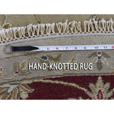 Shahbanu Rugs Hand-Knotted Half Wool and Half Silk Burgundy Rajasthan Round Rug (10'2" x 10'2") - 10'2" x 10'2"
