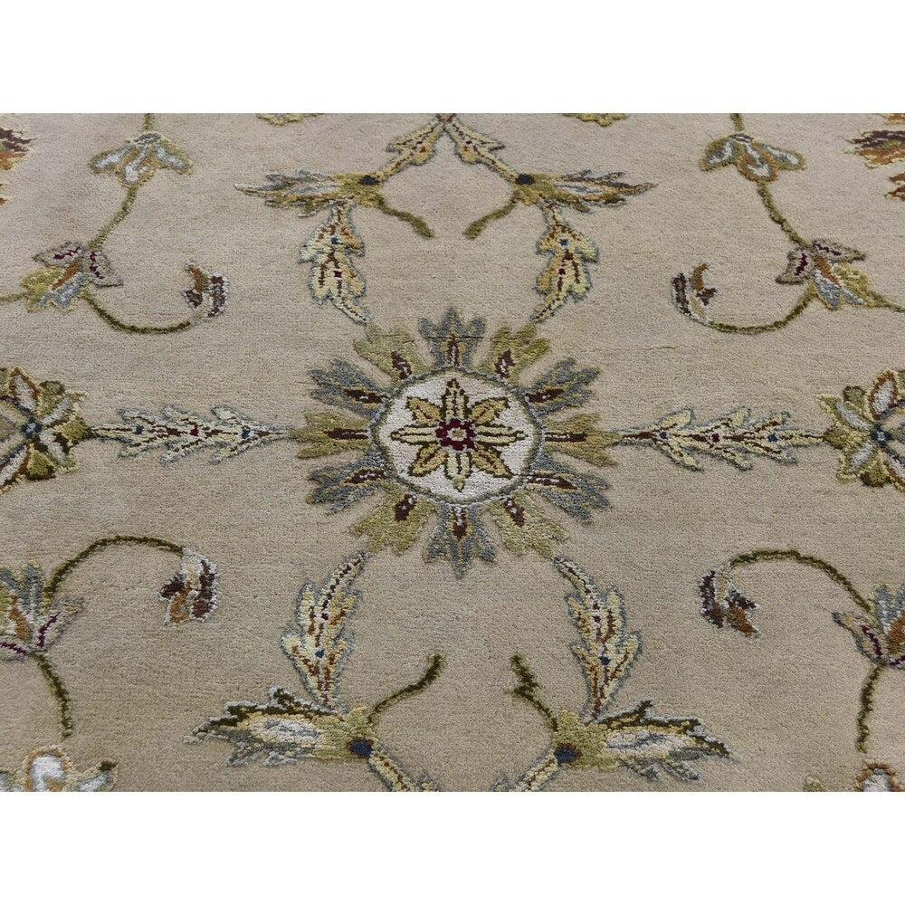 Shahbanu Rugs Hand-Knotted Half Wool and Half Silk Burgundy Rajasthan Round Rug (10'2" x 10'2") - 10'2" x 10'2"