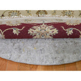 Shahbanu Rugs Hand-Knotted Half Wool and Half Silk Burgundy Rajasthan Round Rug (10'2" x 10'2") - 10'2" x 10'2"