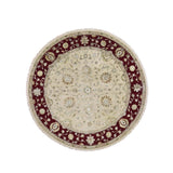 Shahbanu Rugs Hand-Knotted Half Wool and Half Silk Burgundy Rajasthan Round Rug (10'2" x 10'2") - 10'2" x 10'2"