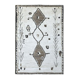 Shahbanu Rugs Hand Knotted Ivory Moroccan Berber with Arts and Crafts Pure Afghan Wool Oriental Rug (6'0" x 8'8") - 6'0" x 8'8"