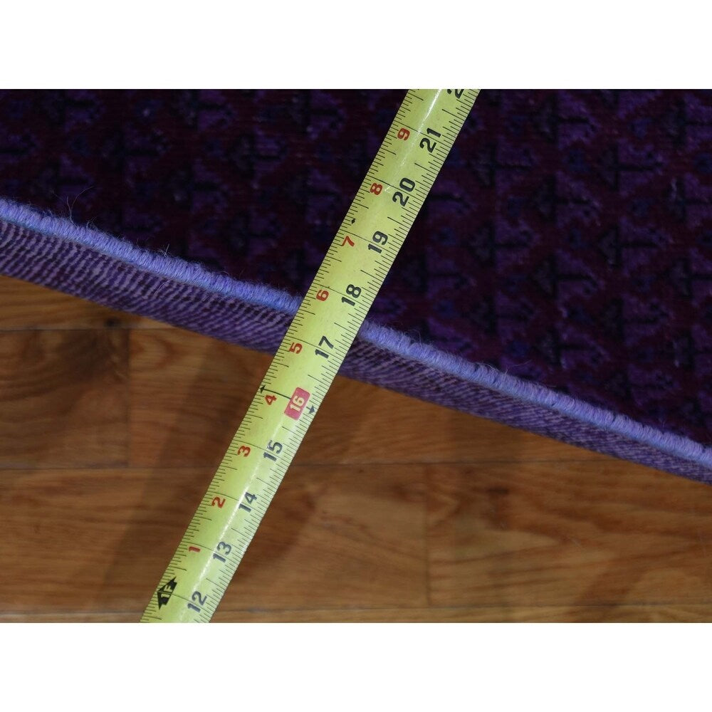 Shahbanu Rugs Hand-Knotted Overdyed Sarouk Mir Worn Pure Wool Oriental Rug (3'4" x 10'1") - 3'4" x 10'1"