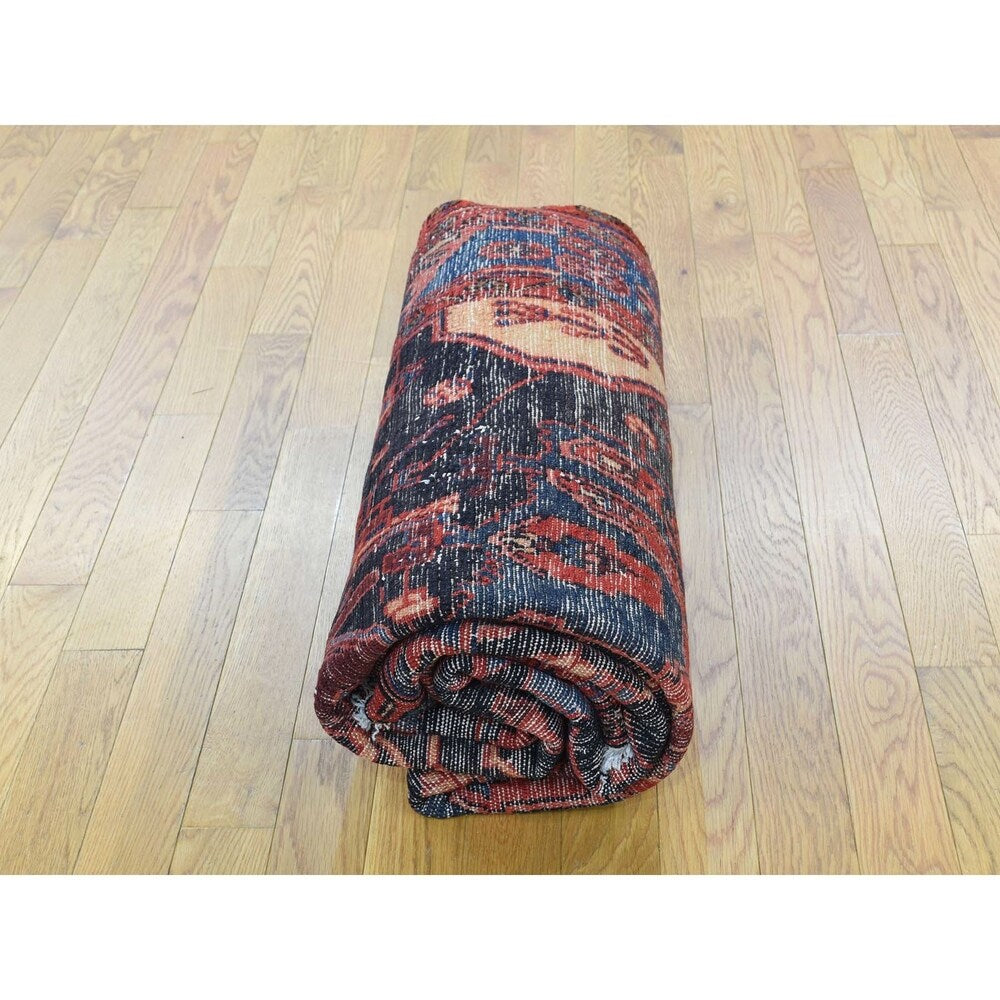 Shahbanu Rugs Hand Knotted Persian Nahavand Full Pile Wide Runner Rug (4'8" x 9'10") - 4'8" x 9'10"
