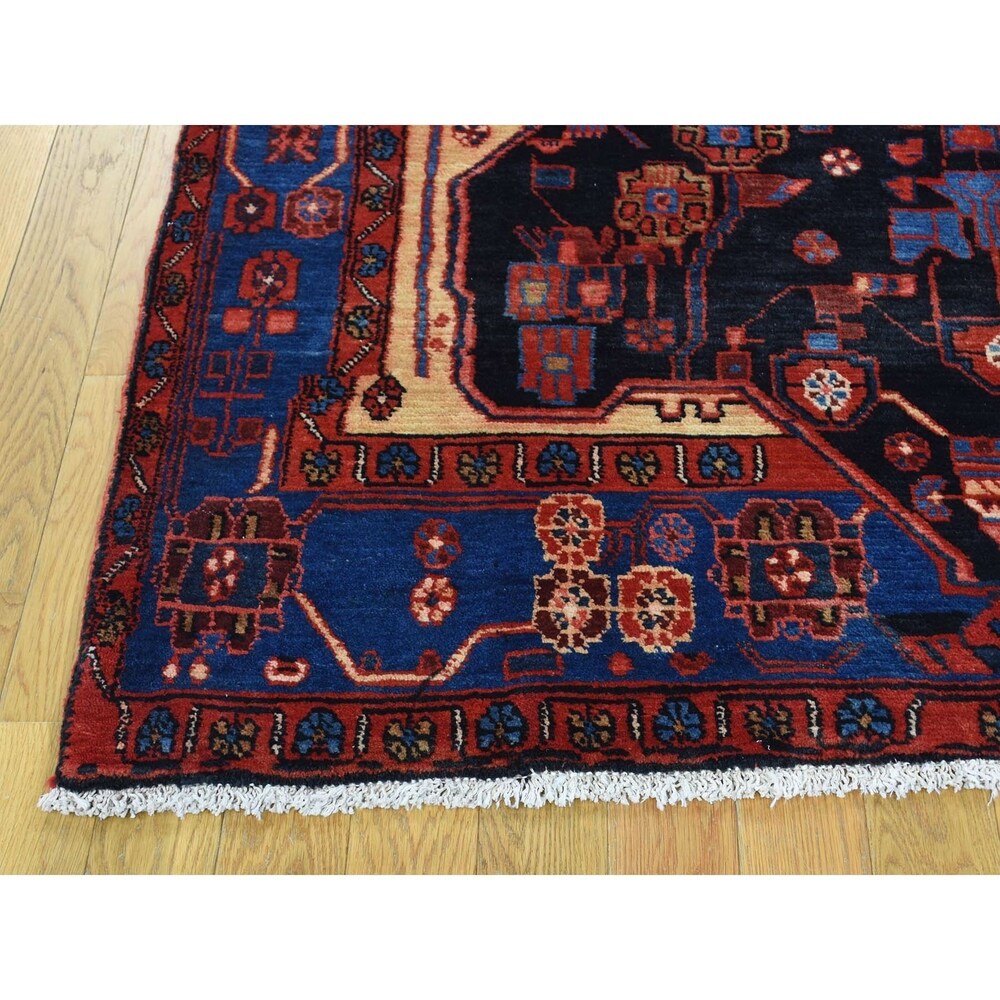 Shahbanu Rugs Hand Knotted Persian Nahavand Full Pile Wide Runner Rug (4'8" x 9'10") - 4'8" x 9'10"