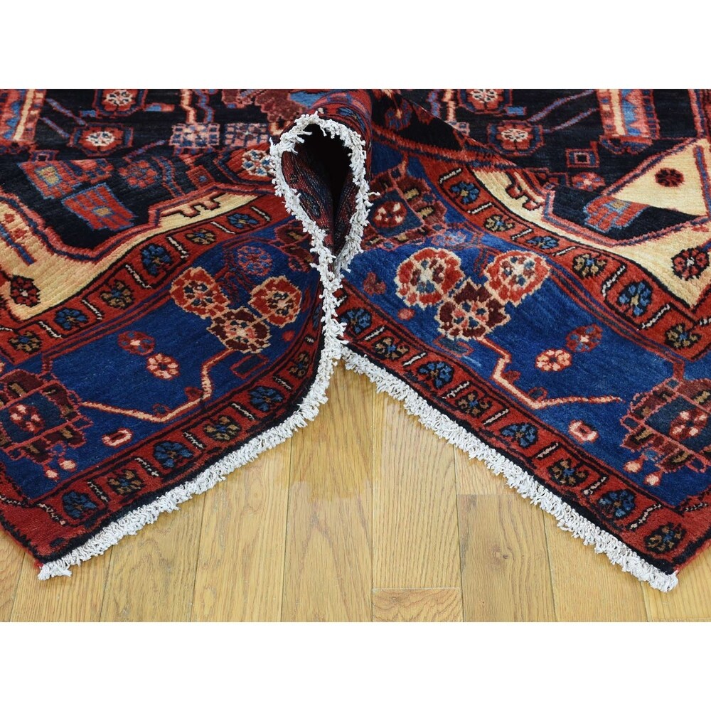 Shahbanu Rugs Hand Knotted Persian Nahavand Full Pile Wide Runner Rug (4'8" x 9'10") - 4'8" x 9'10"