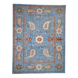 Shahbanu Rugs Hand-Knotted Peshawar with Suzani Design Pure Wool Oriental Rug (9'3" x 12'0") - 9'3" x 12'0"