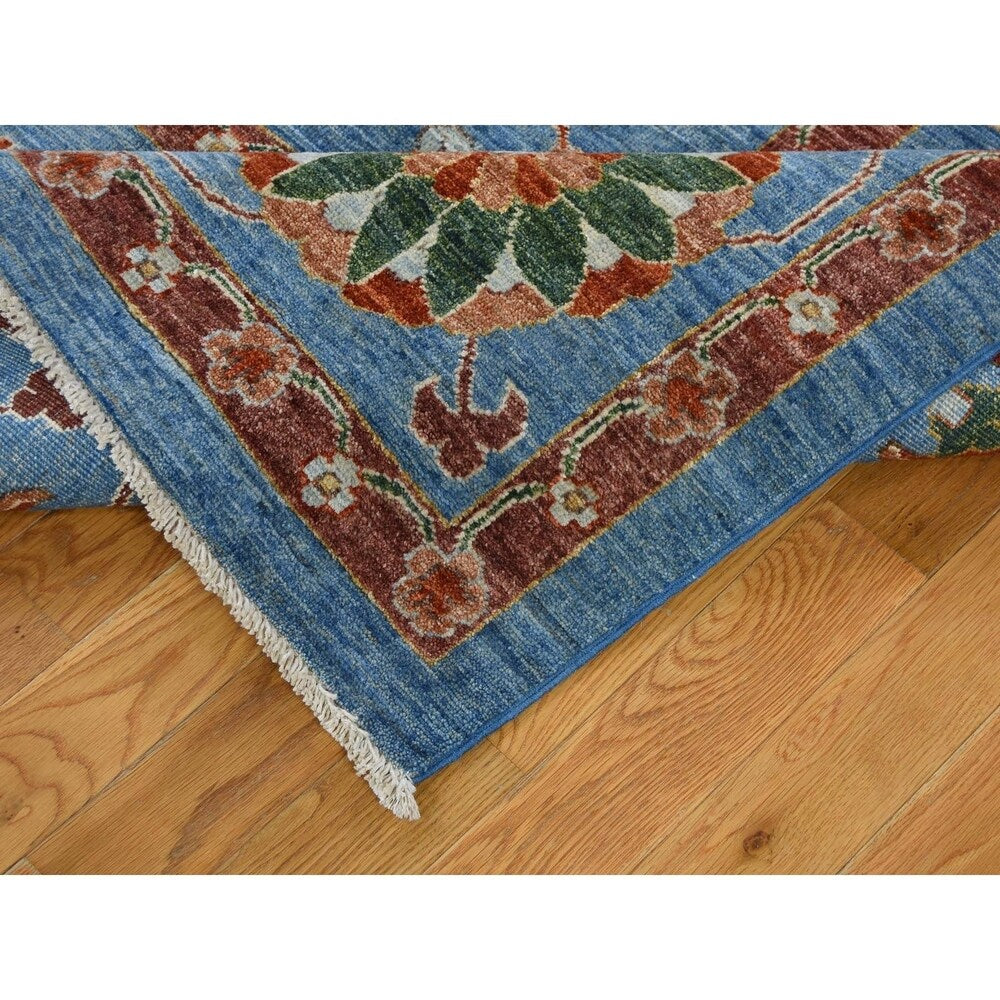Shahbanu Rugs Hand-Knotted Peshawar with Suzani Design Pure Wool Oriental Rug (9'3" x 12'0") - 9'3" x 12'0"