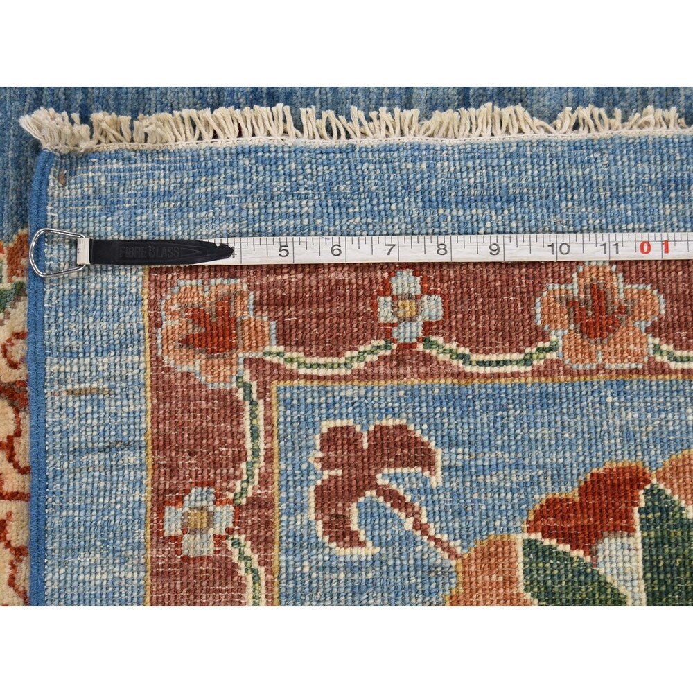 Shahbanu Rugs Hand-Knotted Peshawar with Suzani Design Pure Wool Oriental Rug (9'3" x 12'0") - 9'3" x 12'0"