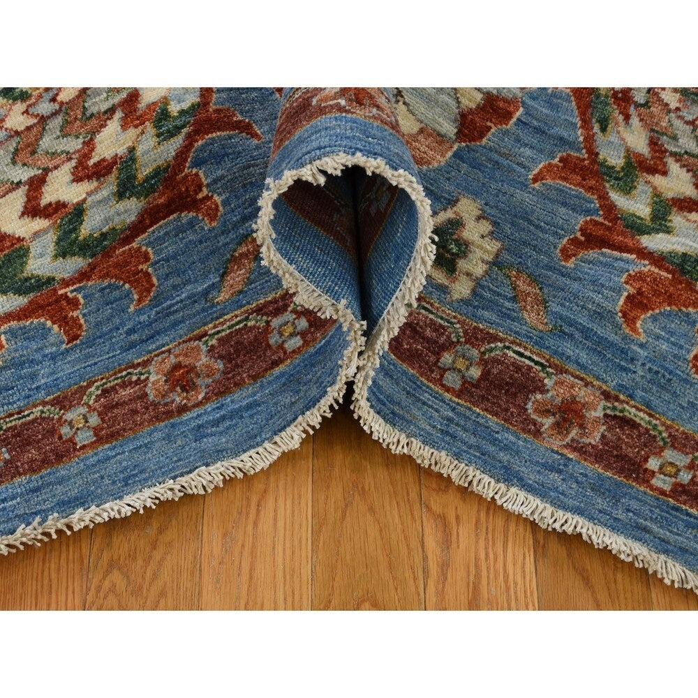 Shahbanu Rugs Hand-Knotted Peshawar with Suzani Design Pure Wool Oriental Rug (9'3" x 12'0") - 9'3" x 12'0"