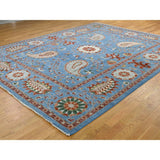 Shahbanu Rugs Hand-Knotted Peshawar with Suzani Design Pure Wool Oriental Rug (9'3" x 12'0") - 9'3" x 12'0"