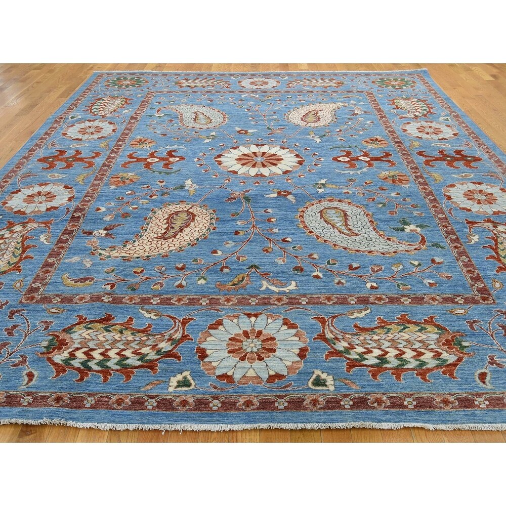 Shahbanu Rugs Hand-Knotted Peshawar with Suzani Design Pure Wool Oriental Rug (9'3" x 12'0") - 9'3" x 12'0"