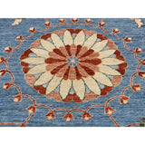 Shahbanu Rugs Hand-Knotted Peshawar with Suzani Design Pure Wool Oriental Rug (9'3" x 12'0") - 9'3" x 12'0"