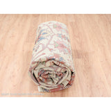 Shahbanu Rugs Hand Knotted Pure Wool Heriz Revival with All Over Design Ivory Oriental Rug (9'0" x 12'2") - 9'0" x 12'2"