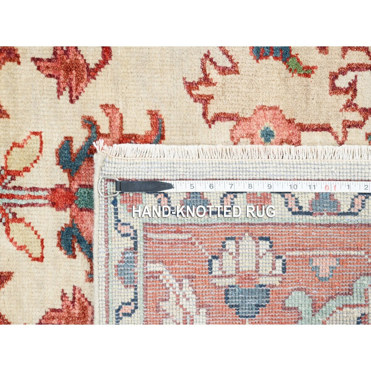 Shahbanu Rugs Hand Knotted Pure Wool Heriz Revival with All Over Design Ivory Oriental Rug (9'0" x 12'2") - 9'0" x 12'2"