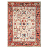 Shahbanu Rugs Hand Knotted Pure Wool Heriz Revival with All Over Design Ivory Oriental Rug (9'0" x 12'2") - 9'0" x 12'2"