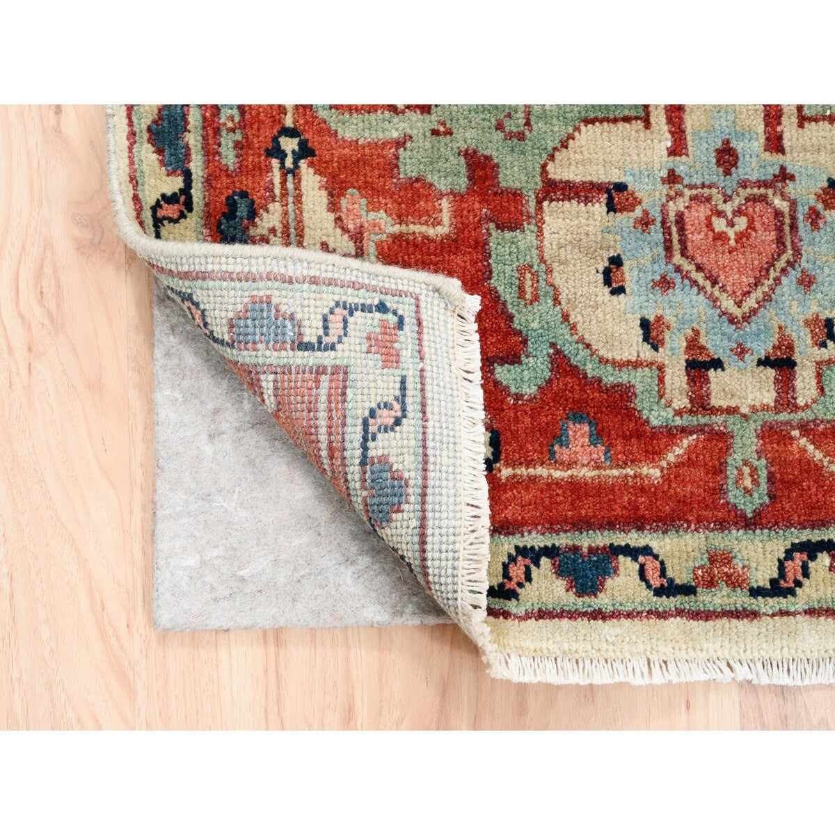 Shahbanu Rugs Hand Knotted Pure Wool Heriz Revival with All Over Design Ivory Oriental Rug (9'0" x 12'2") - 9'0" x 12'2"