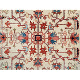 Shahbanu Rugs Hand Knotted Pure Wool Heriz Revival with All Over Design Ivory Oriental Rug (9'0" x 12'2") - 9'0" x 12'2"
