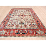 Shahbanu Rugs Hand Knotted Pure Wool Heriz Revival with All Over Design Ivory Oriental Rug (9'0" x 12'2") - 9'0" x 12'2"