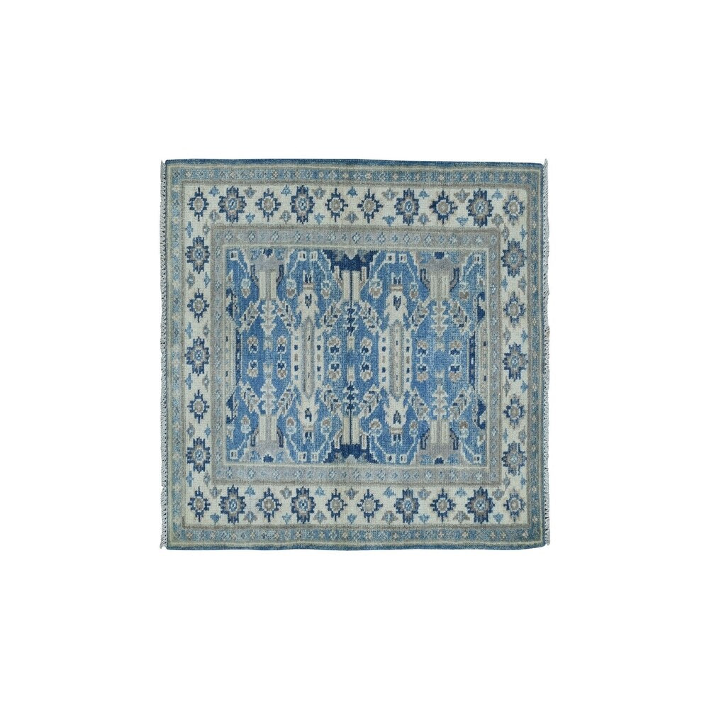 Shahbanu Rugs Hand-Knotted Pure Wool Vintage Look Kazak Oriental Rug (2'1" x 3'0") - 2'1" x 3'0"